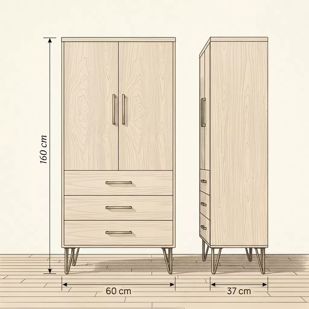 Giverny Çok Amaçlı Dolap 60 cm 2 Kapak 3 Çekmece Soft Beyaz - Çok Amaçlı Çekmeceli Dolap