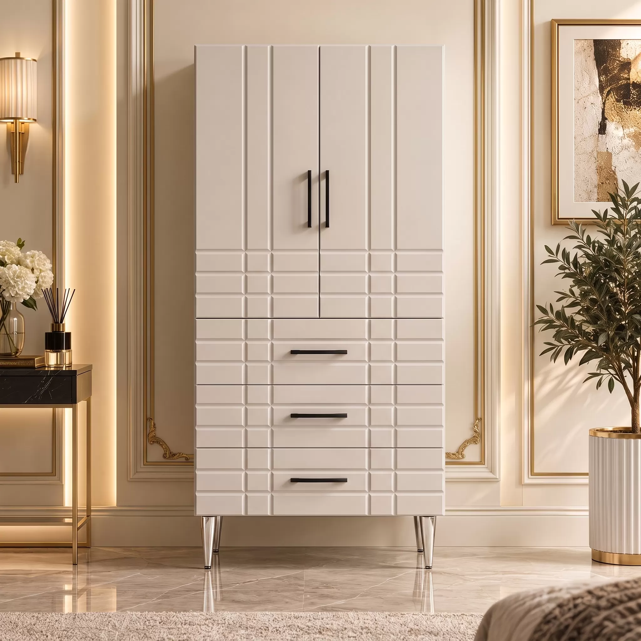 Brera Çok Amaçlı Dolap 60 cm 2 Kapak 3 Çekmece Soft Beyaz - Çok Amaçlı Kiler Dolabı