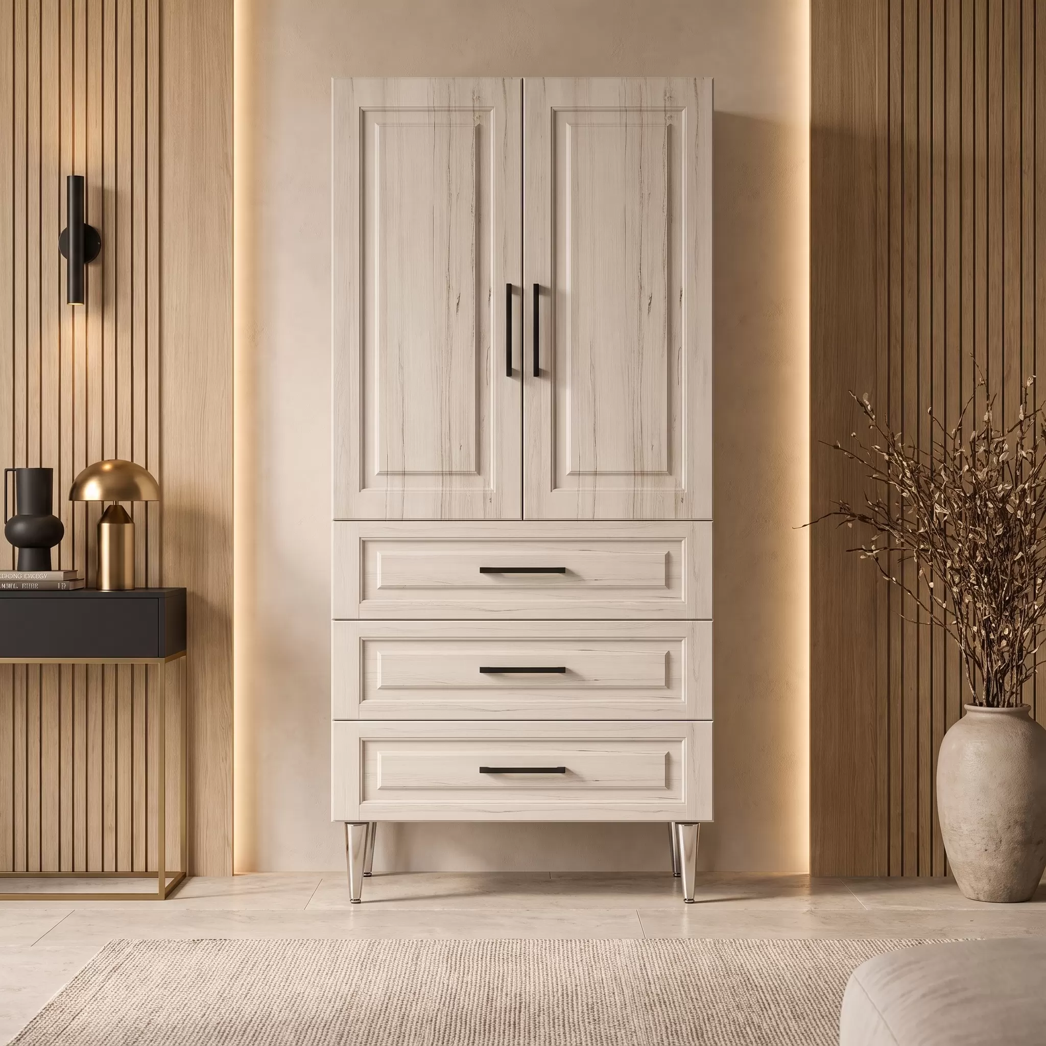 Arosa Çok Amaçlı Dolap 60 cm 2 Kapak 3 Çekmece Beyaz Pelit - Çok Amaçlı Çekmeceli Dolap