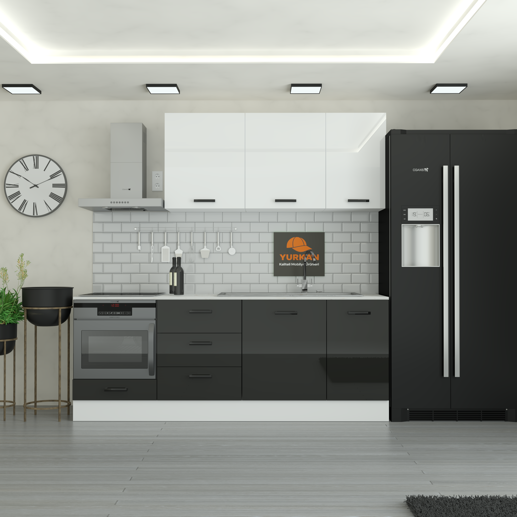 23020Cm20Mutfak20DolabC4B120Yrkn2302099.png 230 cm Mutfak Dolabı MDF Kapak Tezgah Dahil YRKN230 99 - Görsel 1