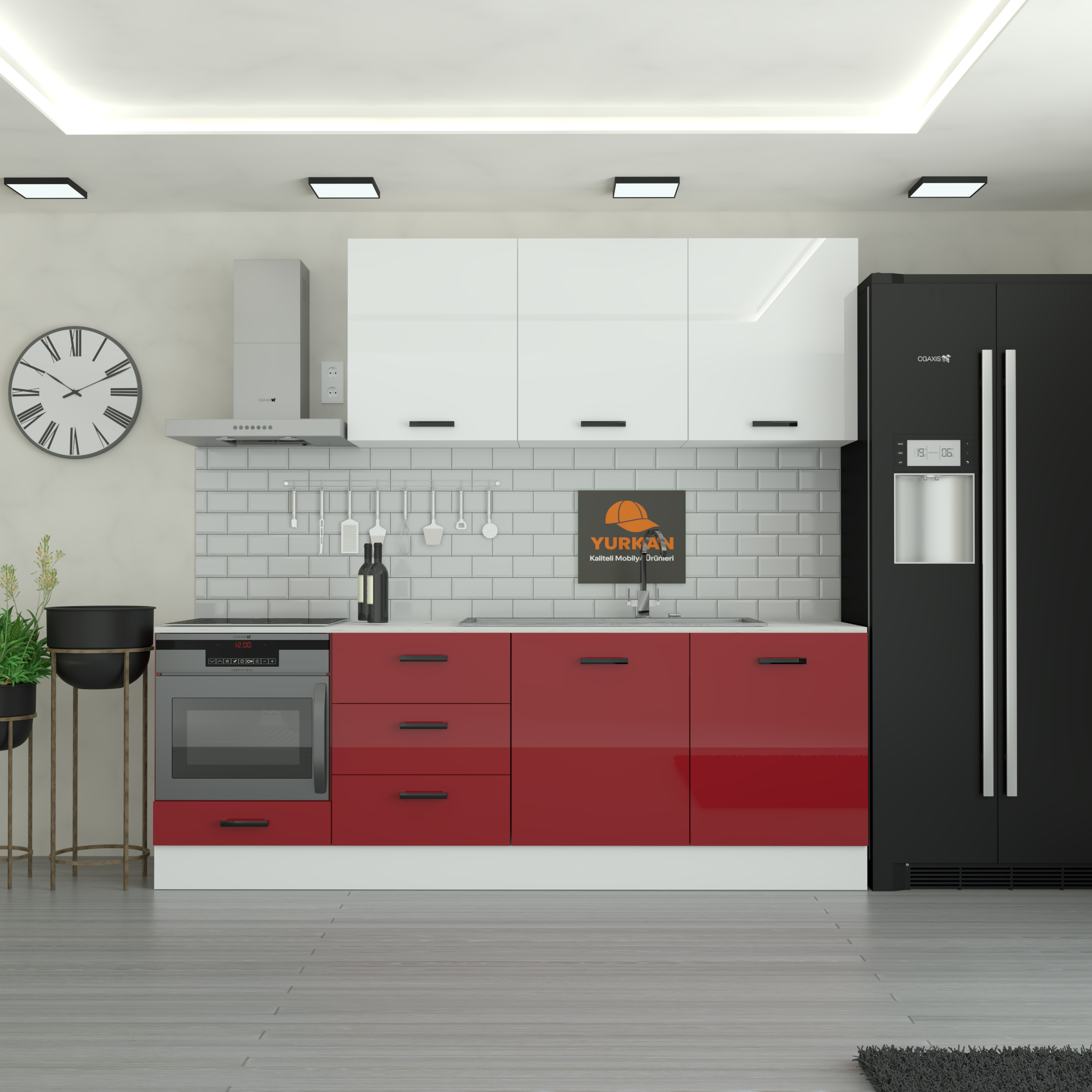 24020Cm20Mutfak20DolabC4B120Yrkn24020101.png 240 cm Mutfak Dolabı MDF Kapak Tezgah Dahil YRKN240 101 - Görsel 1