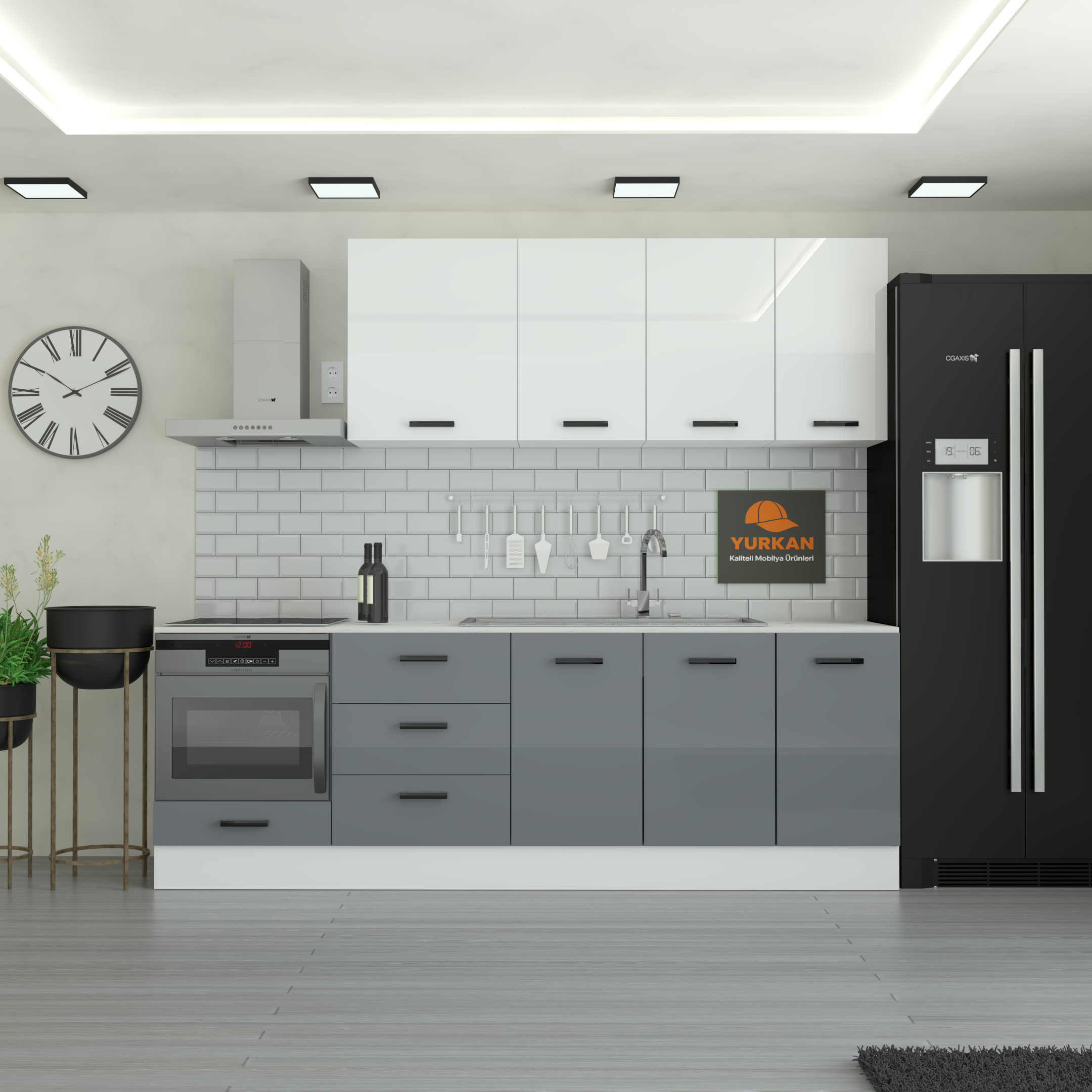 24520Cm20Mutfak20DolabC4B120Yrkn2452098.png 245 cm Mutfak Dolabı MDF Kapak Tezgah Dahil YRKN245 98 - Görsel 1