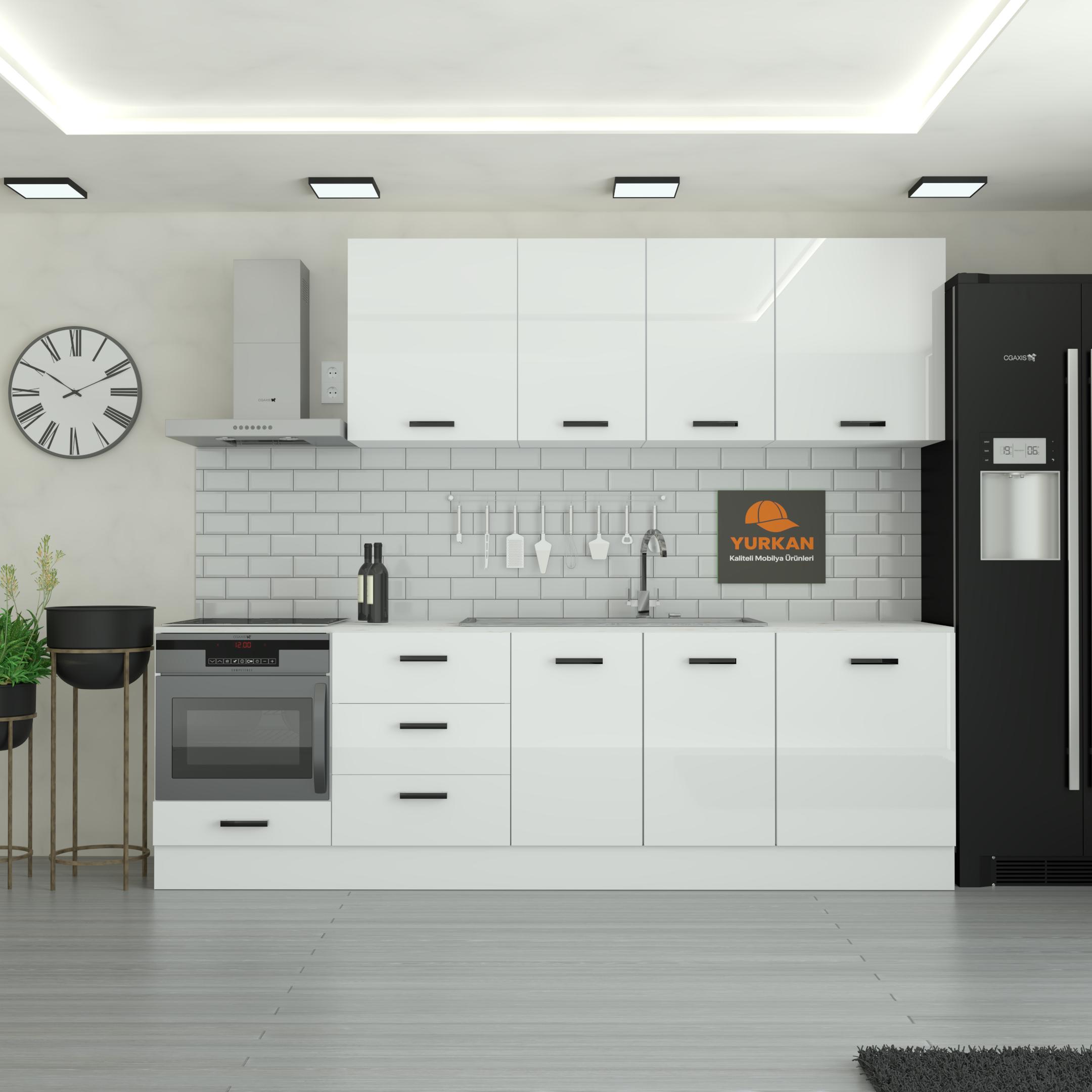 26020Cm20Mutfak20DolabC4B120Yrkn2602097.png 260 cm Mutfak Dolabı MDF Kapak Tezgah Dahil YRKN260 97 - Görsel 1