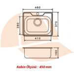 46 X 37 Mutfak Eviyesi 4637gr Keten Damlalıklı - Görsel 2